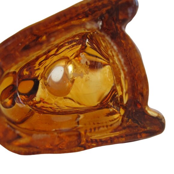 L.E. Smith Amber Glass Figural Turkey 2 Candle Holders 2" Thanksgiving USA MADE - Picture 7 of 8